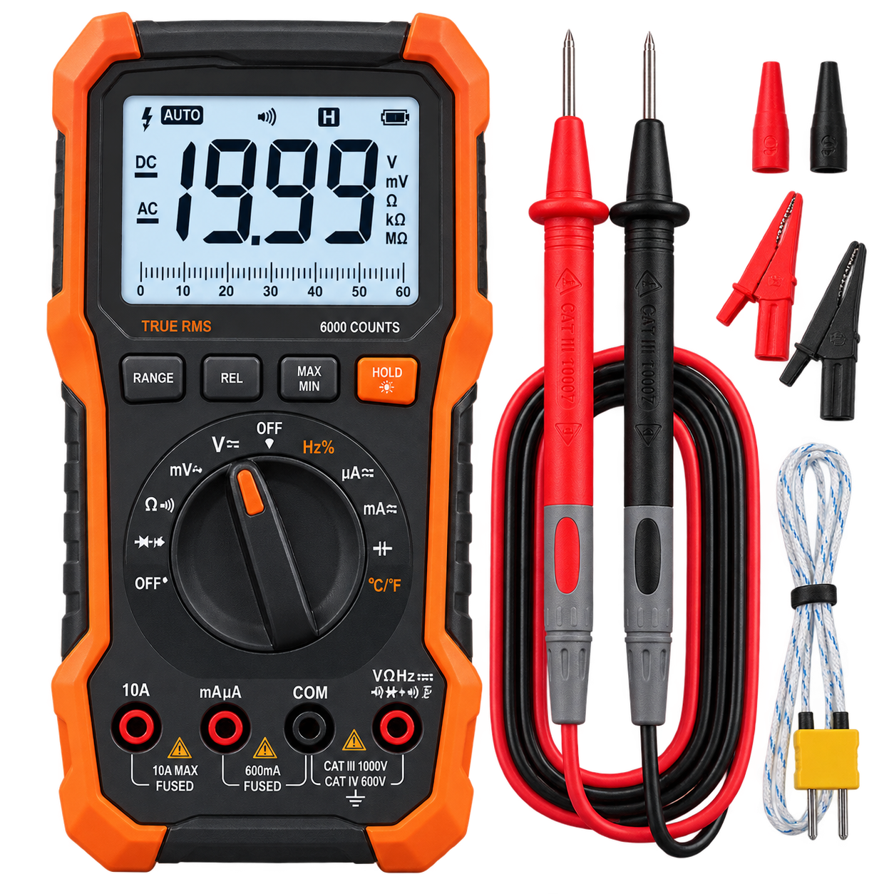 Digital multimeter with test leads