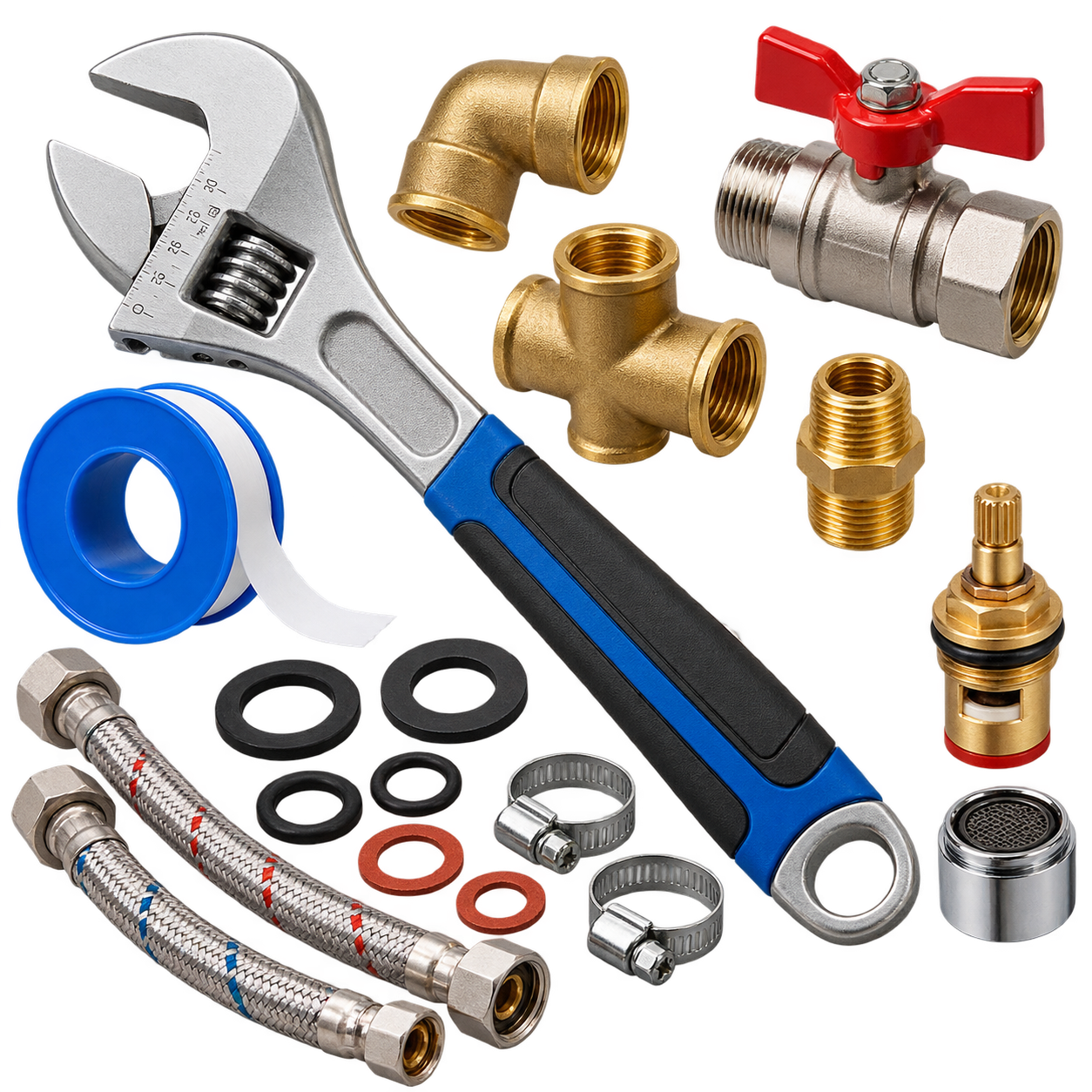 Plumbing repair tools and fittings