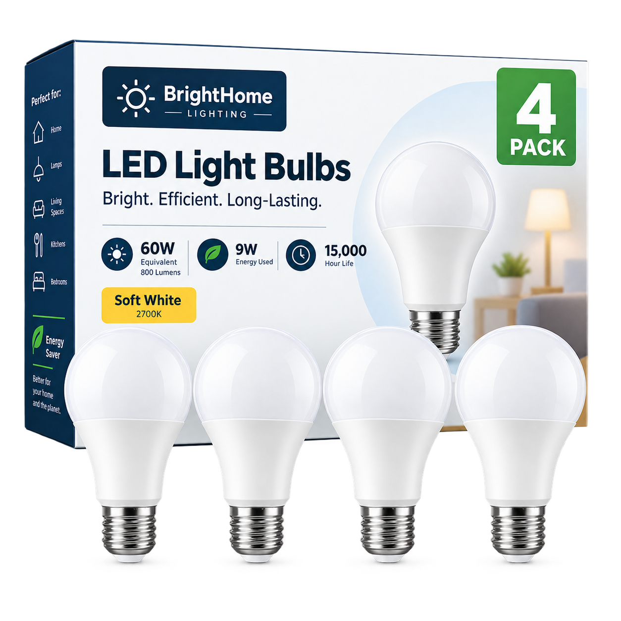 Four pack of LED light bulbs