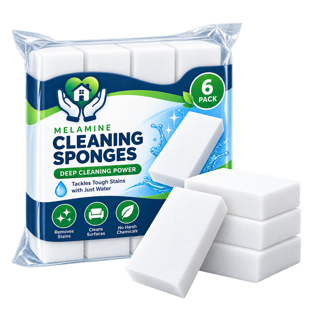 Melamine cleaning sponge pack